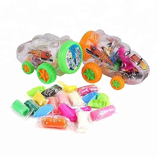 Four Wheeler Toy Car with Clay and Mould Toys with 12 Pcs Clays, 4 Pcs Moulds and 4 Wheel Car Shaped Bucket (Multicolor)