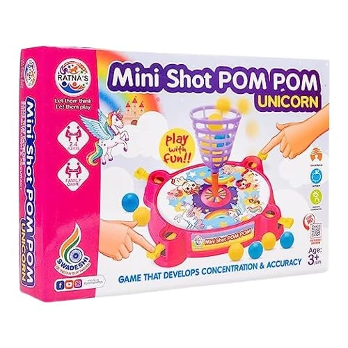 BPINDS Toys Mini Shot Pom Pom Printed Basket Ball Family Board Action Game to Play with Fun