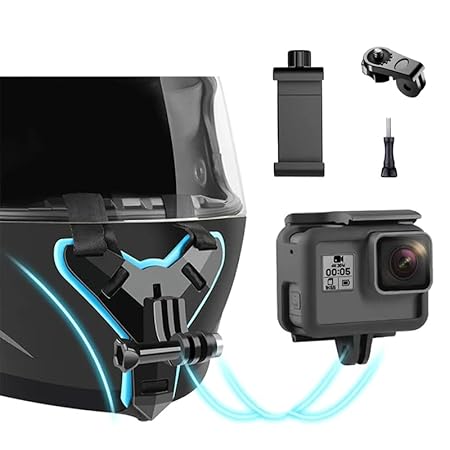 Multipurpose Helmet Chin Strap Mount with Mobile Holder Clip & Screw Compatible with All Smart Phones Go pro Hero 9/8/7/6,SJCAM, Yi, DJI Osmo Action & Other Action Cameras