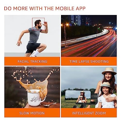 Handheld Gimbal Stabiliser with 3-Axis Feature and Tripod, Facial Tracking, Time Lapse, FPV, Up to 12 Hours Operational Time, Compatible with All Smart Phones