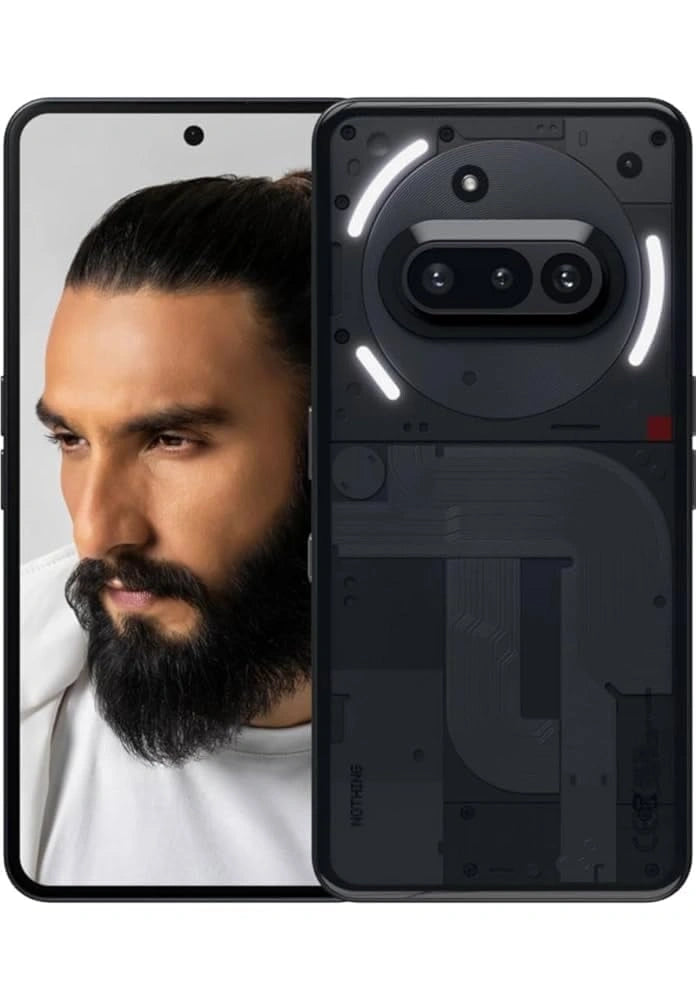 Nothing Phone (3a) Black smartphone with 8GB RAM and 128GB storage, featuring sleek design and smooth performance.