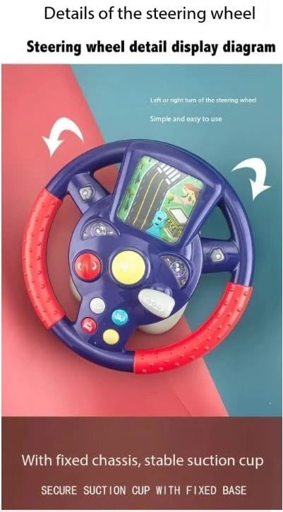 KRIDEZ multifunctional music toy – cartoon-style electronic steering wheel for children