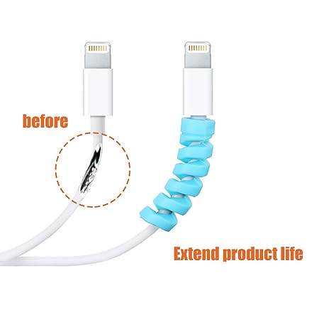 Cable Saver Multipurpose Spiral Charger Cable Protector Data Cable Charging Cord Protective (Multi Color) (Pack of 2)
