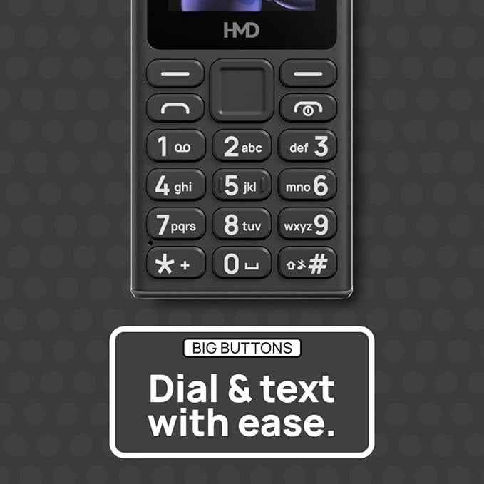 HMD 105 Keypad Phone with Built-in UPI App, Phone Talker, Long-Lasting Battery, Wireless FM Radio | Black