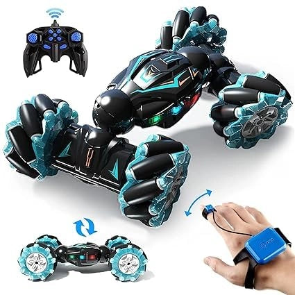 "Remote control stunt car for kids with gesture control, off-road drift, 360-degree flips and twists, perfect RC toy for fun and action."