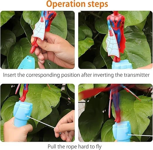 Spider-Man flying action figure toy with pull-string launch for indoor and outdoor play, ages 3+”