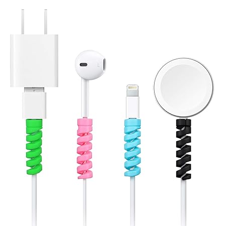 Cable Saver Multipurpose Spiral Charger Cable Protector Data Cable Charging Cord Protective (Multi Color) (Pack of 2)