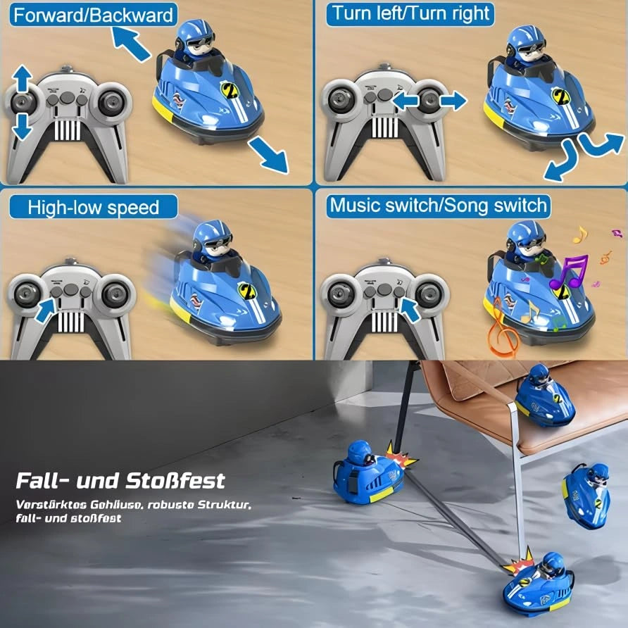 “RC Remote Control Dual Racing Cars with music, lights, 2.4GHz control, ejectable figures, and 360° rotation – fun family game toy and birthday gift.”