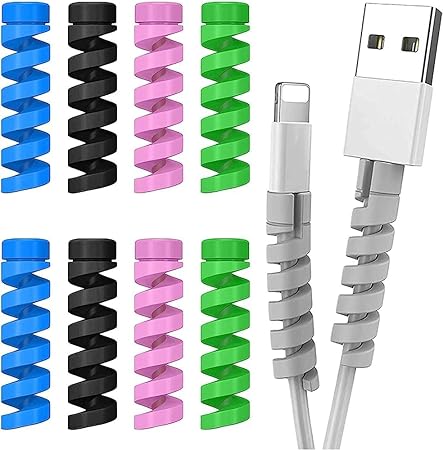 Cable Saver Multipurpose Spiral Charger Cable Protector Data Cable Charging Cord Protective (Multi Color) (Pack of 2)