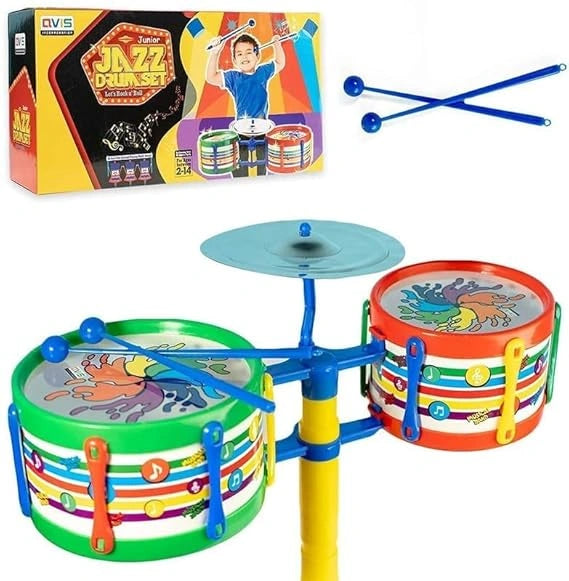 "Kids Drum Set – Music & Dance Toy with Drumsticks, Tambourine, Triangle & Shaker"