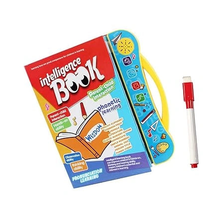 Kids Intelligence Book English Letters & Words Learning Sound Book, Fun Educational Toys, Activities with Numbers, Shapes, Animals Phonetic Learning Book for Toddlers (E-Book, Multicolor)