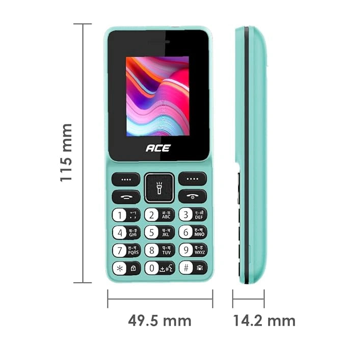 itel Ace 2 Heera - 1.8 inch Display Size, 1000 mAh Battery, Vibration Support, Bluetooth Support, Auto Call Recording and 32GB Expandable Memory | Pure Green
