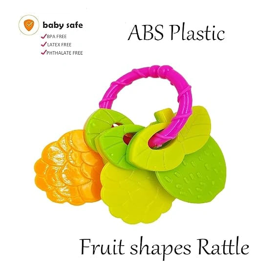 "Bright and colorful 4-piece baby rattle set, non-toxic musical playset for infants and toddlers, multicolored."