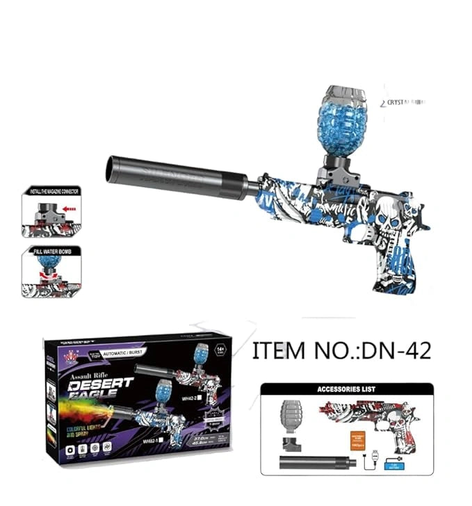 “Jack Royal MP5 gel blaster with silencer – automatic water gun with 5000 gel bullets, 40ft range”