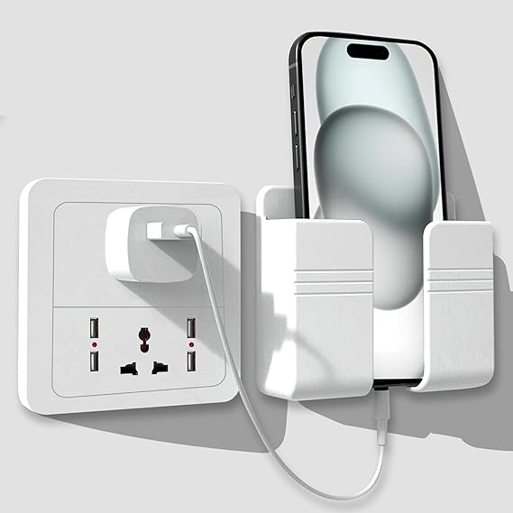 Mobile Phone Charging Stand, Multi-Functional Storage Holder, Bedside Fixed Rack, Bedroom, Office Accessories, Acrylonitrile Butadiene Styrene, White 01, Portable Electronic Devices