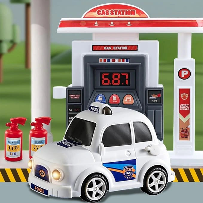 Kids Toy Race Car Gas Station Set