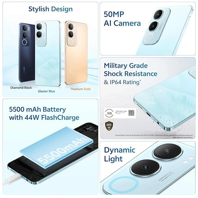 “Vivo Y29 5G in Titanium Gold—highlighting the rear dual lenses and minimalist design.”