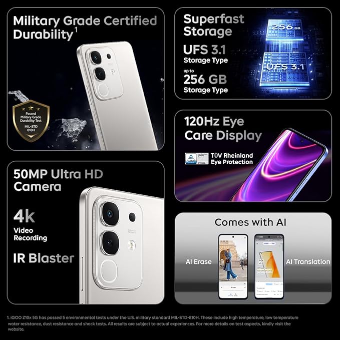 QOO Z10X 5G (Titanium, 128 GB)  (6 GB RAM) Activated