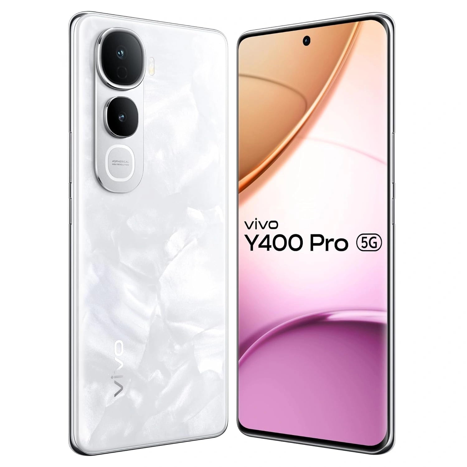 Vivo Y400 Pro 5G by JJR Products, available at JJR Mobile—front display and rear dual‑camera layout in Freestyle White.