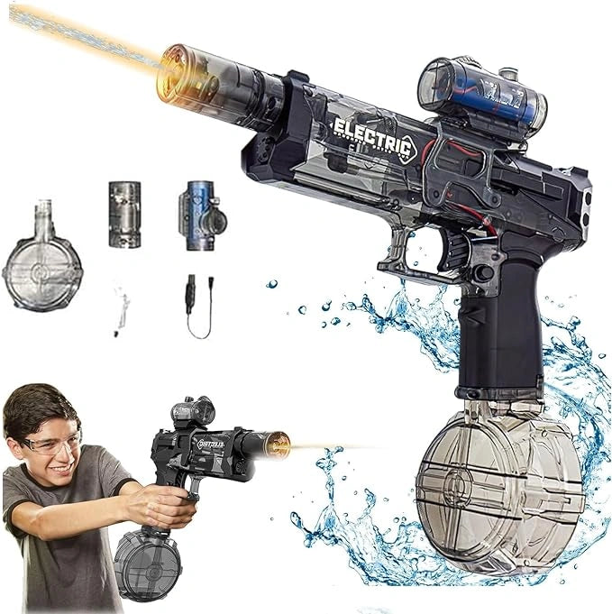 Ultimate Battle Blaster – long-range electric water gun with lights, black color”