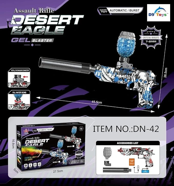 “Jack Royal MP5 gel blaster with silencer – automatic water gun with 5000 gel bullets, 40ft range”