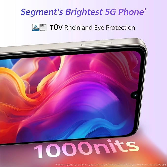 Vivo T4 Lite 5G smartphone in Titanium Gold with 4GB RAM and 128GB storage, offering sleek design and fast 5G performance.
