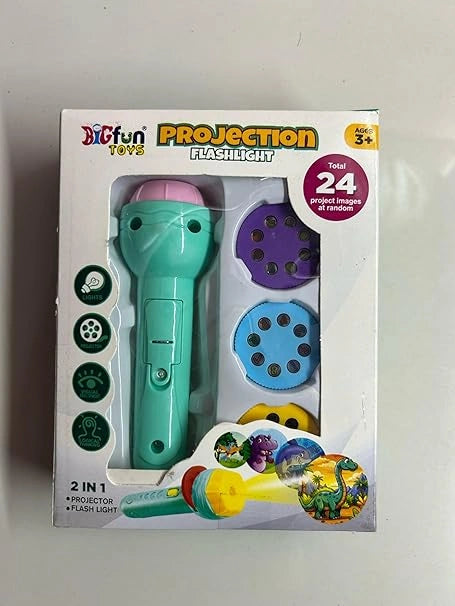 "Projection flashlight toy for kids, designed to explore and imagine with fun projected images."