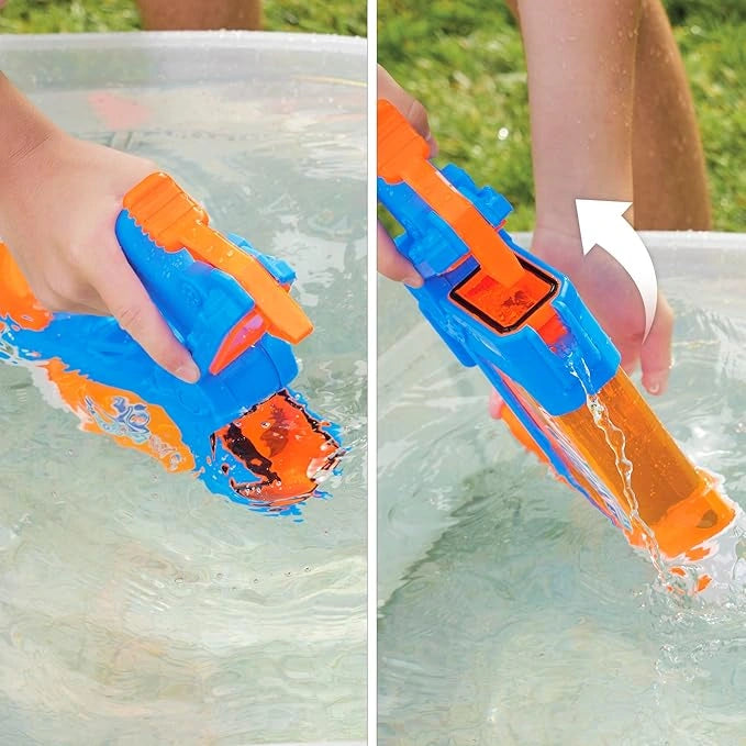 Nerf water blaster toy – Flip Fill Super Soaker with 887ml tank for kids’ garden games”