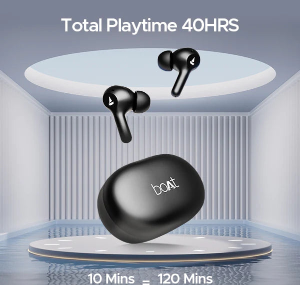 boAt Airdopes 71 w/ 40 HRS Playback, ENx Technology & Beast Mode(Low Latency) Bluetooth  (Active Black, True Wireless)