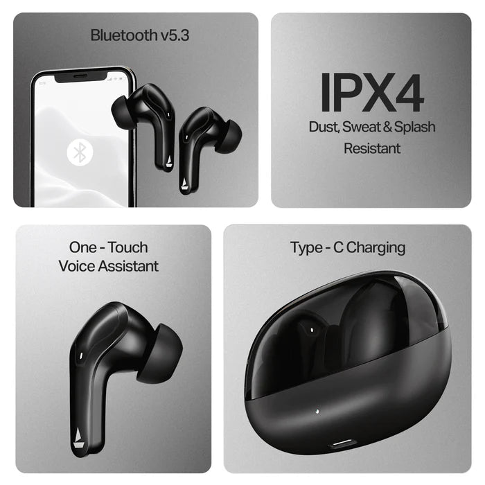 boAt Airdopes 311 Pro w/ 50 HRS Playback, ASAP Charge & Dual Mics ENx Technology Bluetooth  (charcoal black, True Wireless)