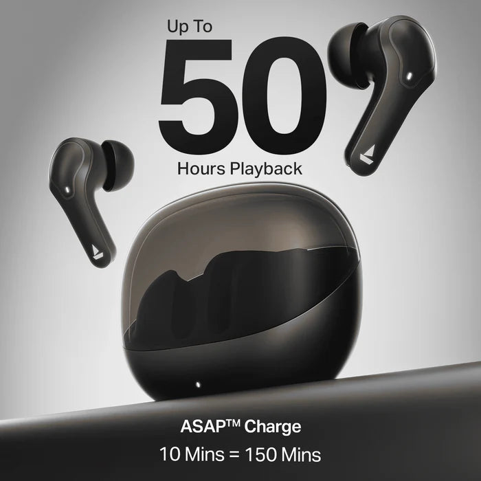 boAt Airdopes 311 Pro w/ 50 HRS Playback, ASAP Charge & Dual Mics ENx Technology Bluetooth  (charcoal black, True Wireless)