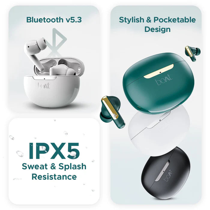 boAt Airdopes 141 ANC True Wireless Earbuds in White with Active Noise Cancellation, 42H Battery Life, Fast Charging, and Bluetooth 5.3 Connectivity