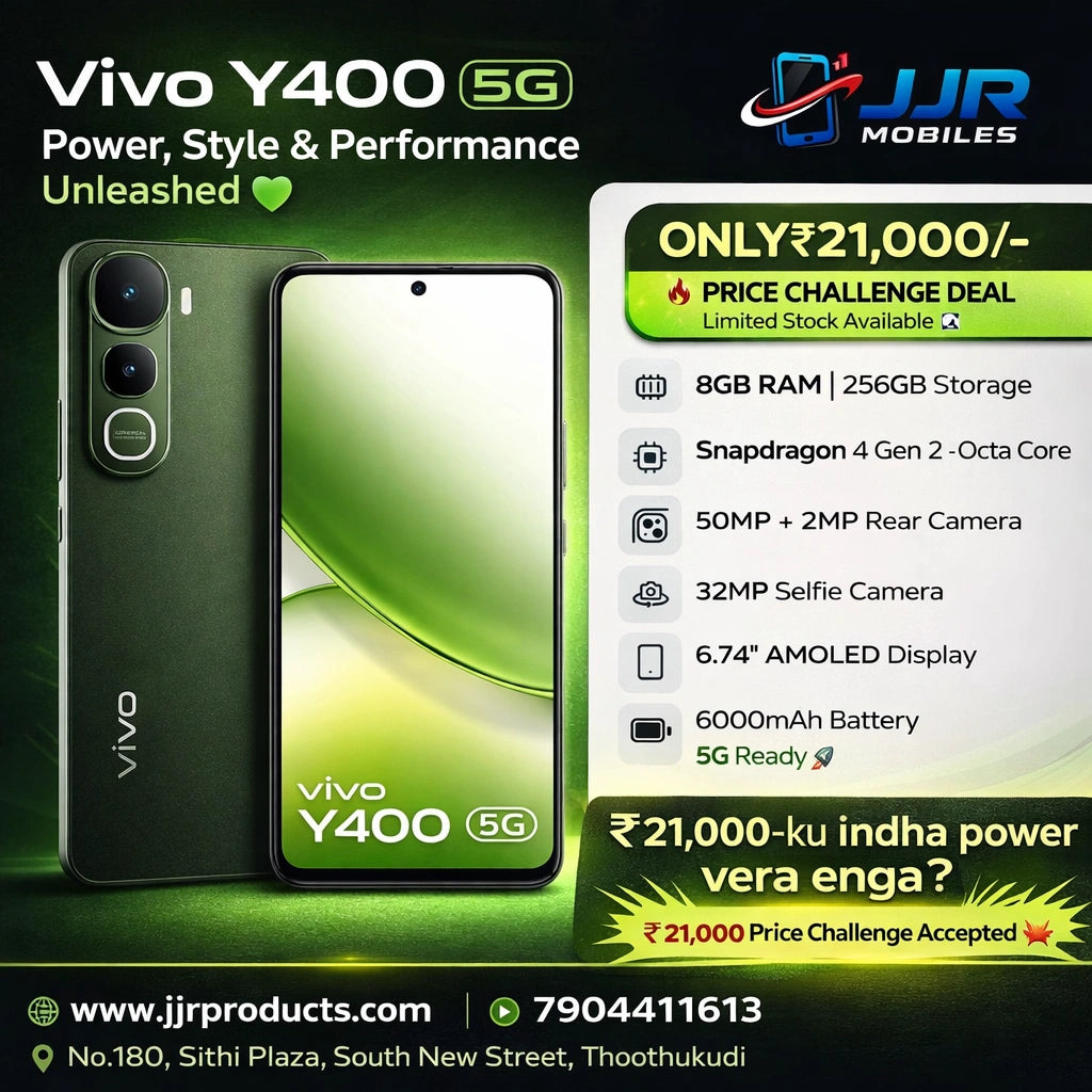 Vivo Y400 5G (Olive Green, 8GB RAM, 256GB Storage) | AMOLED | 6000mAh Battery