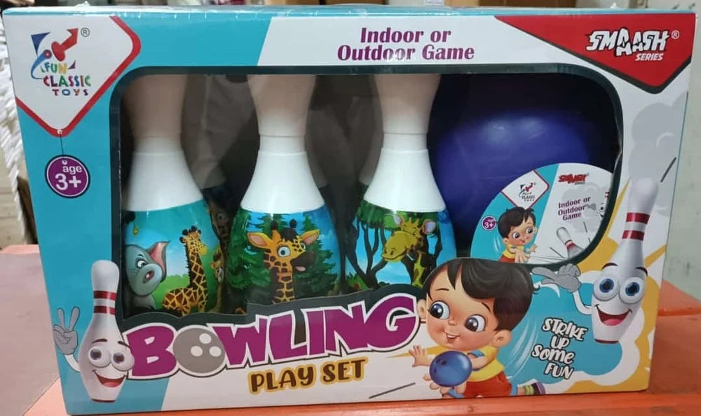 "PVC bowling play set for toddlers aged 0-3 years, colorful and safe for indoor play."